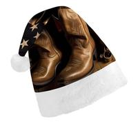 FekiLoot American Flag with Cowboy Boots 2.Christmas Hat Cap with Plush Trim Warm Xmas Hats Headwear for Winter Holiday Party Supply