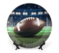 FekiLoot American FootballDecorative Ceramic Plate Dinner Plate for Salad Dessert Round Display Plate Decorative Porcelain Dish Wall Ornament Microwave Oven Dishwasher Safe Gift 6inch