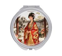 FekiLoot Ancient Costume Compact Mirror 1x/2x Magnifying Mirror Travel Makeup Mirrors Cute Pocket Small Mirrors for Women Ideal Gift on Birthday, Christmas, Graduation Round Silver