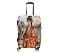 FekiLoot Ancient Costume Travel Luggage Cover Stretchable Airplane Suitcase Protector Sleeve Universal Washable Fit for 19-32 Inch Checked Baggage,Water Resistant Durable Luggage Protector, white, L