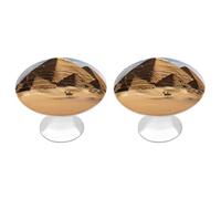 FekiLoot Ancient Egypt Pyramid Cabinet Knobs Stainless Steel Aluminum Drawer Knobs for Kitchen Cupboard Door Round Cabinet Handles Bedroom Dresser with Screws Drawer Pulls 2 Pack
