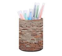 FekiLoot Ancient Worn Brick Wall Pen Holder Round Pencil Holder for Desk Organizer Fashion Leather Pencil Cup Exquisite Office Supplies Modern Makeup Brush Holders for Home Office