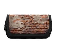 FekiLoot Ancient Worn Brick Wall Pencil Case Portable Zipper Large Capacity Pencil Bag Handheld Multi Function Portable Pencil Pouch Organizer for Family Office Supplies