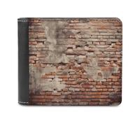 FekiLoot Ancient Worn Brick Wall PU Leather Wallet Bifold Wallet Front Pocket Wallets Fashion Purse Slim Billfold Credit Card Holder