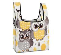FekiLoot Animal Cartoon Owls Cute Grocery Bag Heavy Duty Extra Large Shopping Bag with Handle Waterproof Foldable Reusable Grocery Tote Bags Lightweight Polyester Fabric Tote Bags for Market