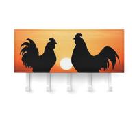 FekiLoot Animal Chickens Key Holder for Wall Adhesive, No Drilling, Key Hooks with 5 Hooks Wall Mounted, Self Adhesive Keys Rack for Entryway, Hallway, Living Room, Kitchen, Office