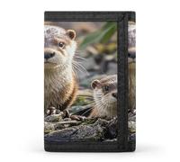 FekiLoot Animal Cute Brown Otters Men's Wallet Extra Capacity Trifold Wallet Thin & Stylish Trifold Card Holder with ID Window