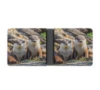 FekiLoot Animal Cute Brown Otters Wallet Slim Leather Bifold Wallet Extra Capacity Wallets with Multiple Card Slots Men Billfold