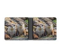 FekiLoot Animal Cute Brown Otters Wallet Slim PU Bifold Design Wallet with Multiple Card Slots Wallets Extra Capacity Pocket Wallets
