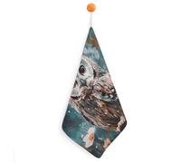 FekiLoot Animal Cute Owl Hand Towels for Kitchen, Square Small Towel with Hanging Loop for Bathroom, Absorbent Soft Hand Towels for Travel, Quick Dry Towel for Home, Gym 1PCS