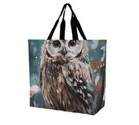 FekiLoot Animal Cute Owl Shopping Bag Foldable, Multipurpose Shoulder Bag, Reusable Grocery Bag Holder with Long Shoulder Strap, Waterproof Tote Bags for Work, Beach, Travel
