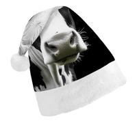 FekiLoot Animal Funny Cow Head Christmas Hat Cap with Plush Trim Warm Xmas Hats Headwear for Winter Holiday Party Supply