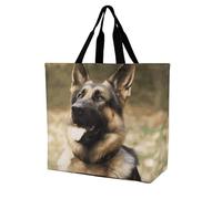 FekiLoot Animal German Shepherd Shopping Bag Foldable, Multipurpose Shoulder Bag, Reusable Grocery Bag Holder with Long Shoulder Strap, Waterproof Tote Bags for Work, Beach, Travel