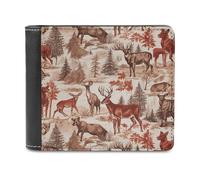 FekiLoot Animal Wilderness Bear Deer Leather Wallet for Women&Men Billfold Purse Credit Card Holder Slim Bifold Wallet Front Pocket Wallets