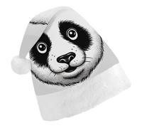 FekiLoot Anime Panda Face Christmas Hat with Plush Brim And Liner Unisex Classic Holiday Santa Claus Hat for New Year Festive Holiday Party Supplies & Gifts
