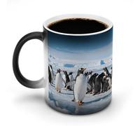 FekiLoot Antarctic Penguin Group Color Changing Mugs Heat Sensitive Coffee Mug Novelty Ceramic Cup with Handle Magic Cups Temperature Changing Coffee Tumblers for Women Men Funny Gifts 11 Oz