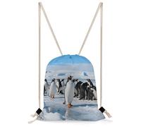 FekiLoot Antarctic Penguin Group Drawstring Backpack Sports Gym Bag Drawstring Bags Foldable Backpack for Women Men
