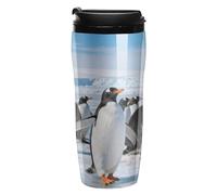 FekiLoot Antarctic Penguin Group Insulated Tumbler Reusable Plastic Iced Coffee Cup with Lid Double Walled Hot Coffee Travel Mug Gifts for Women Men BPA Free 12 Oz