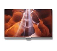 FekiLoot Antelope Canyon Aluminium Alloy Business Cards Holder,Durable Pocket Business Case,Portable Slim Card Case Credit Wallet for Man Or Woman