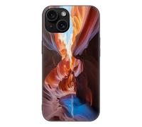 FekiLoot Antelope Canyon for iPhone 15 Case Tempered Glass TPU Back Panel Shockproof with Anti-Fingerprint Phone Cover Black