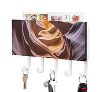 FekiLoot Antelope Canyon Key Holder for Wall Adhesive Key Hanger with 5 Hooks Wall Mounted PU Leather Key Storage Organizer Towel Hook for Entryway Hallway Living Room Office