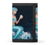 FekiLoot Aquamarine Mermaid Wave Slim Wallet Trifold Wallet Credit Card Holder Wallets Stylish Money Clip for Men Women
