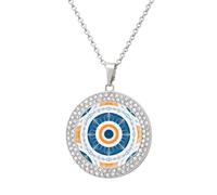 FekiLoot Art Deco Sunset Pendant Necklace for Women Men Elegant Diamond Circle Necklaces with 19.7 Inch Chain, Zinc Diamond Jewelry for Birthday Christmas Valentine's Day Gift, One Size, Zinc, Diamond