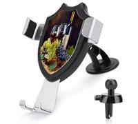FekiLoot Art Red Wine Galsses & Grapes1 Car Phone Holder,Adjustable Easy Clamp Car Phone Mount for Your Cars Models with Dashboard Vent,Phone Holders for Your Car with Metal Hook Clip