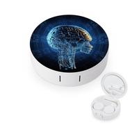 FekiLoot Artificial Intelligence Brain Contact Lens Cases, Cute Contact Lenses Lens Box Set Outdoor Mini Contact Lens Soak Storage Kit with Mirror Daily Vision Care And Outdoor Use