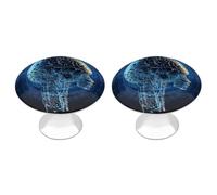FekiLoot Artificial Intelligence Brain Round Drawer Pulls 2 Pack,Decorative Closet Door Handles Kitchen Cabinet Round Pulls Stainless Steel Drawer Handles Cabinet Hardware for Dresser Drawers