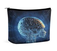 FekiLoot Artificial Intelligence Brain Toiletry Bag Travel Cosmetic Bag with Zipper Personalized Makeup Pouch Makeup Pouch for Women for Use in Daily Life Travel Other Occasions