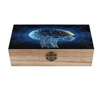 FekiLoot Artificial Intelligence Brain Wooden Storage Box Decorative Jewelry Case with Lids Wood Box for Jewelry, Photos, Trinket Memorial Boxes Large Wood Gift Box for Men Women