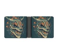 FekiLoot Asian Dragon Skull Leather Wallet Double-Sided Different Images Bifold Wallet Ultra Strong Stitching Slim Wallets