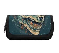 FekiLoot Asian Dragon Skull Pencil Case Office Pencil Box Large Capacity Pencil Box Pouch Holder Double Zipper Pencil Case Use to Organize Desktop And Plan Space Home Office