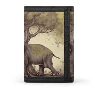 FekiLoot Asian Elephant with Tree Wallet for Men Slim Minimalist Trifold Wallet with ID Window And Credit Card Holder