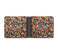 FekiLoot Assorted Jelly Beans Leather Wallet Mens Bifold Wallets Travel Cash Credit Card Holder Womens Minimalist Purse