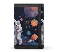 FekiLoot Astronaut Space Flight Wallet Compact Blocking Trifold Wallets with Zipper Minimalist Purse Wallet Credit Card Holder