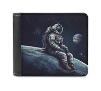 FekiLoot Astronaut Space Leather Wallet for Women&Men Billfold Purse Credit Card Holder Slim Bifold Wallet Front Pocket Wallets