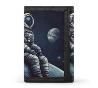 FekiLoot Astronaut Space Trifold Wallet Slim Minimalist Front Pocket Men's Passcase Wallet Credit Card Holder