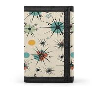FekiLoot Atomic Stars Retro Pattern Wallet for Men Slim Minimalist Trifold Wallet with ID Window And Credit Card Holder
