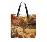 FekiLoot Autumn Field Watchman Tote Bag with Magnetic Buckle Reusable Grocery Bags Lightweight Cross Body Handbag for Daily Essentials