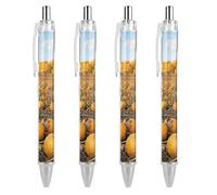 FekiLoot Autumn Pumpkin Field Ballpoint Pens Retractable Ball Point Pens Smooth-Flowing Black Ink 0.5mm Writing Pen Black Ink Pen for Men Women 4 PCS