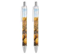 FekiLoot Autumn Pumpkin Field Ballpoint Pens Retractable Ball Point Pens Smooth-Flowing Black Ink 0.5mm Writing Pen Black Ink Pen for Men Women 2 PCS