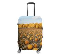 FekiLoot Autumn Pumpkin Field Travel Luggage Cover Stretchable Airplane Suitcase Protector Sleeve Universal Washable Fit for 19-32 Inch Checked Baggage,Water Resistant Durable Luggage Protector, white