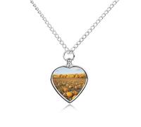 FekiLoot Autumn Pumpkin Field Urn Necklaces for Ashes Personalized Human Pet Cremation Jewelry Keepsake Locket Heart Pendant with Filling Kit Memorial Gift for Dog Cat Lover Women Men