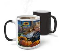 FekiLoot Autumn Thanksgiving Mug Heat Sensitive Coffee Mugs Colour Changing Magical Coffee Tea Cup Funny Art Mug Sublimation Mugs Novelty Ceramic Cup for Women Men 11oz