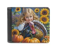 FekiLoot Autumn Thanksgiving Wallet Large Capacity Slim Bifold Wallet with Multiple Card Slots PU Leather Men Purse