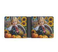 FekiLoot Autumn Thanksgiving Wallet Slim PU Bifold Design Wallet with Multiple Card Slots Wallets Extra Capacity Pocket Wallets