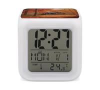 FekiLoot Autumn Woods Cabin Alarm Clock with 7 Color Changing Night Light with Date and Temperature Wake Up Digital Clock Colorful LED Display Alarm Clocks Gift Decor for Bedroom