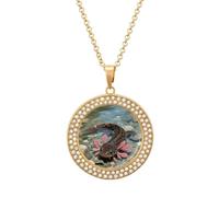 FekiLoot Axolotl Pendant Necklace for Women Men Elegant Diamond Circle Necklaces with 19.7 Inch Chain, Zinc Diamond Jewelry for Birthday Christmas Valentine's Day Gift, One size, Zinc, Diamond